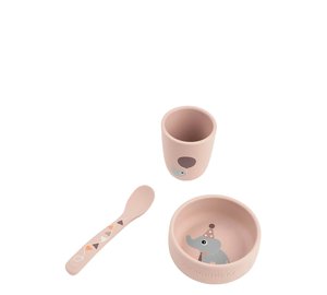 Done By Deer Celebration Silikoni Ruokailusetti Stick & Stay, Powder