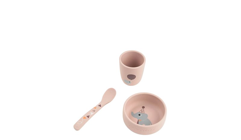 Done By Deer Celebration Silikoni Ruokailusetti Stick & Stay, Powder