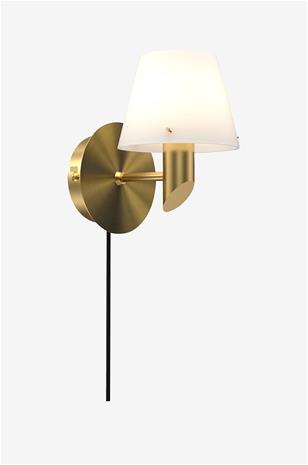 Herstal Gil seinälamppu Satin brass-opaalilasi
