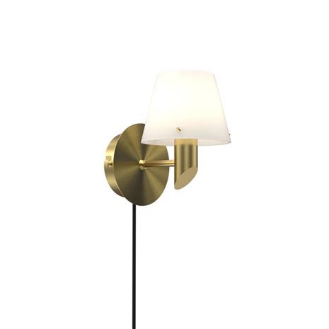 Herstal Gil seinälamppu Satin brass-opaalilasi