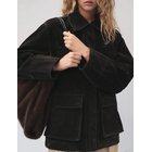 Mango Velvet-Finish Parka With Fur-Effect Collar Outerwear Parka Coats Brown Mango
