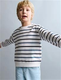 Mango Striped Cotton-Blend Sweatshirt - White - 5-6