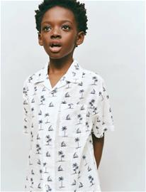 Mango Palm Tree Print Cotton Shirt - White - 13-14