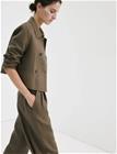 Mango Double-Breasted Linen Jacket - Khaki green - M