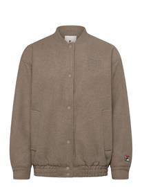 FILA Como Oversized Felted Varsity Jacket - Brown - L