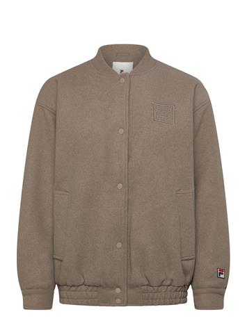 FILA Como Oversized Felted Varsity Jacket - Brown - L