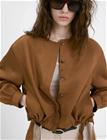 Mango Lyocell Jacket With Elastics - Brown - XL