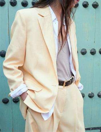 Mango Linen Suit Jacket - Yellow - L
