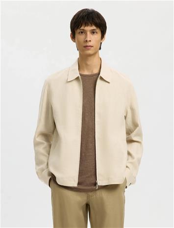 Selected Slhreg-Baird Linen Zip Jacket - Beige - 56