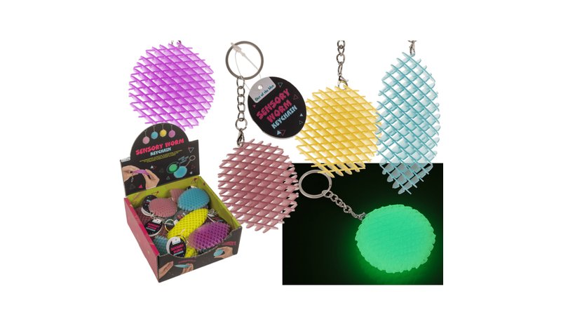 SENSORY WORM METAL KEYCHAIN
