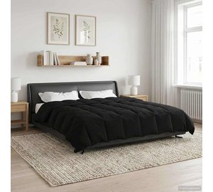 vidaXL Kesäpeitto Quiltottu Musta 240 x 260 cm Mikrokuitu