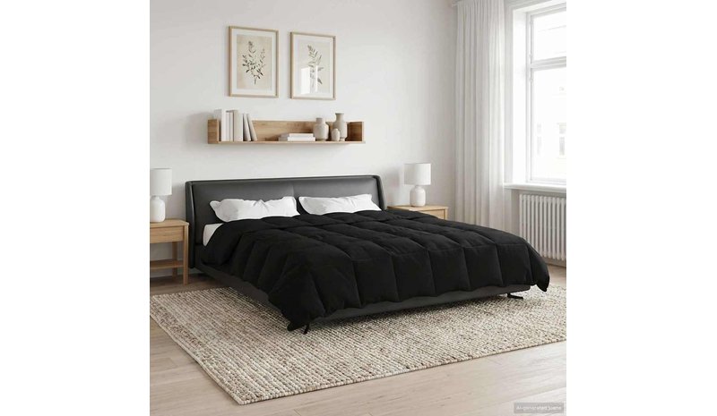 vidaXL Kesäpeitto Quiltottu Musta 240 x 260 cm Mikrokuitu