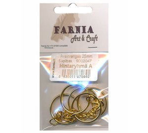FARNIA 25MM 5KPL MESSINKI AVAINRENGAS