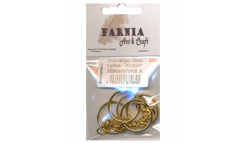 FARNIA 25MM 5KPL MESSINKI AVAINRENGAS