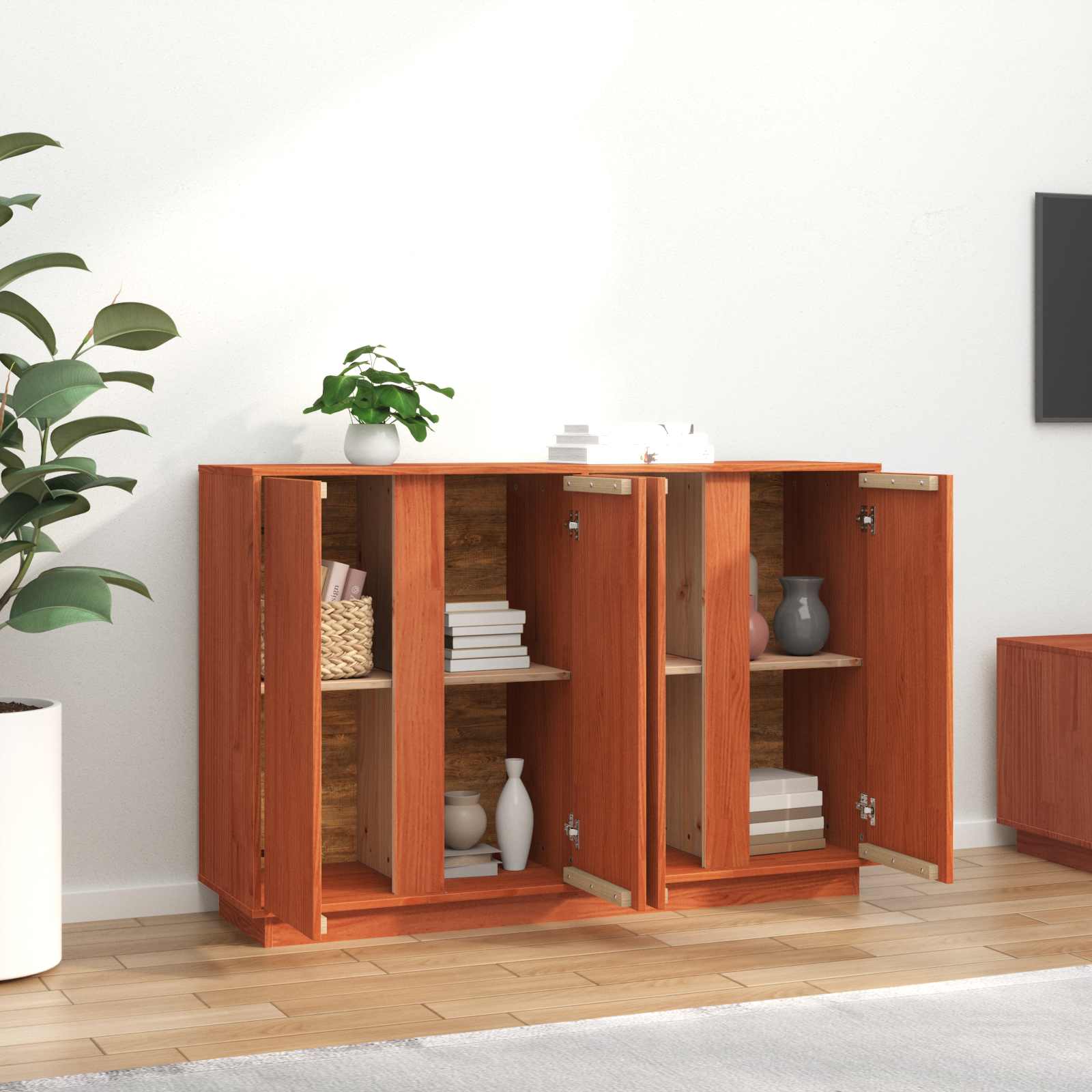 vidaXL Sivupöytä Vahansävyinen Ruskea 120 x 35 x 80 cm Massiivimänty