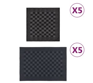 vidaXL Pyyhesetti 10 kpl mustaharmaa puuvilla