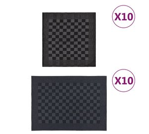 vidaXL Pyyhesetti 20 kpl mustaharmaa puuvilla