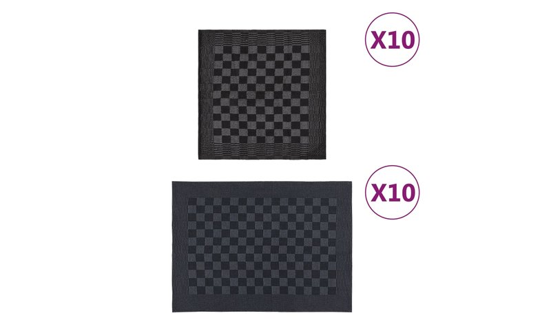 vidaXL Pyyhesetti 20 kpl mustaharmaa puuvilla