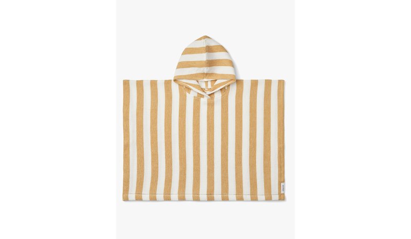 LIEWOOD Paco Kylpyponcho Stripe, White/Yellow Mellow, 3-4 vuotta