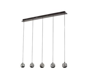 Lucande LED-riippuvalaisin Hayley, musta, 5-lamppuinen, pitkänomainen