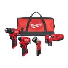 Milwaukee Akkukonesarja M12 BLPP3A-202B (4933499694) 12V 2x2,0Ah, M12 BLDDRC + M12 BLIDRC + M12 TLED