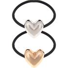 Dazzling Hair Ties Heart 2 pcs Silver/Gold