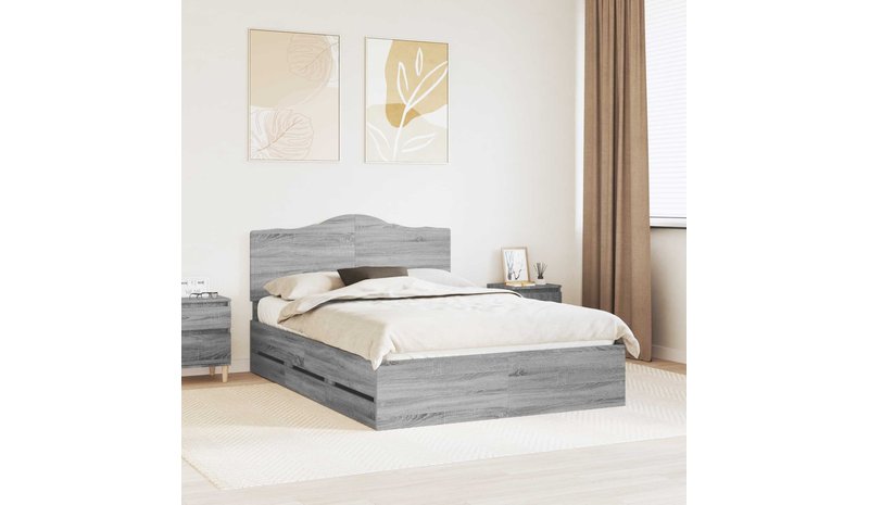 vidaXL Sängyn runko Harmaa Sonoma 5FT King Size Insinööripuuta