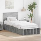 vidaXL Sängyn runko hyllyllä Betoni Harmaa 70 x 190 cm Tekninen puu