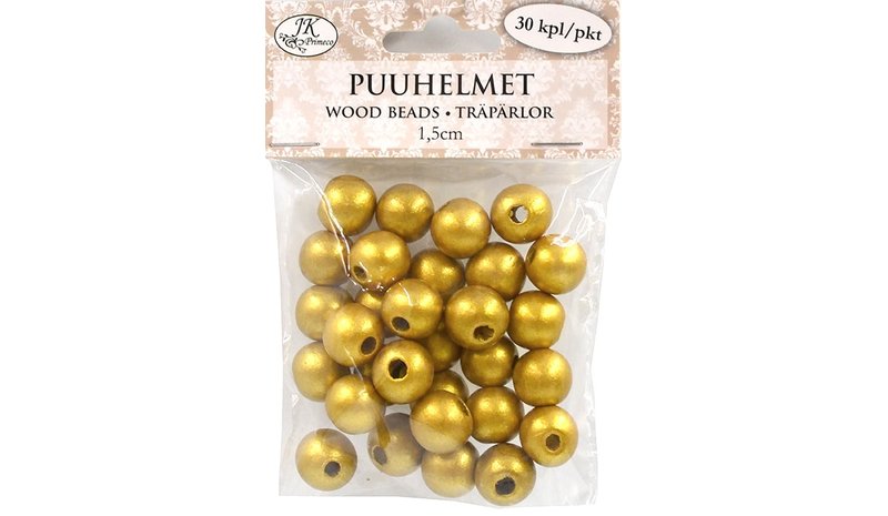 JKP PUUHELMET 1,5CM KULTA 30KPL