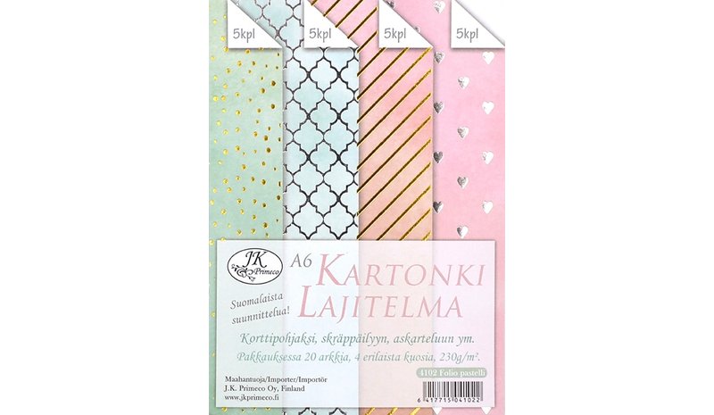 JKP A6 FOLIO PASTELLI KARTONKILAJITELMA