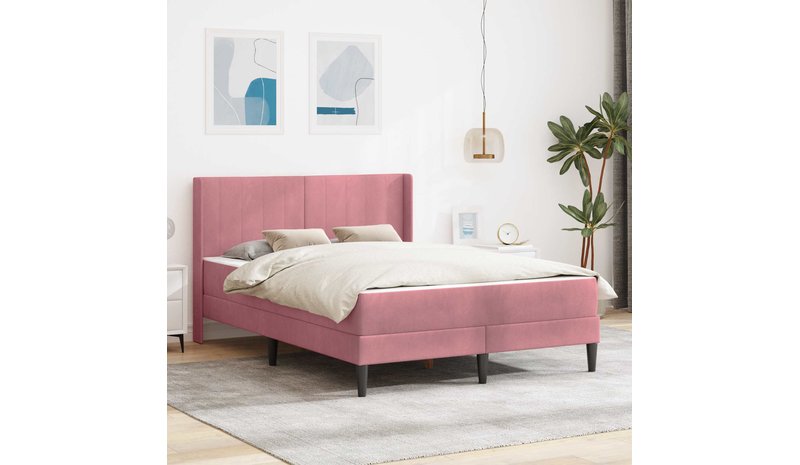 vidaXL Sängyn runko Pinkki 140 x 200 cm Sametti