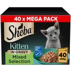 40 x 85 g Sheba Kitten -lajitelmat tuorepussit samettinen lajitelma kastikkeessa (lohi, kana) Märkäruoka kissoille
