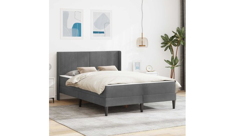 vidaXL Sängyn runko Tumma harmaa 140 x 200 cm Sametti