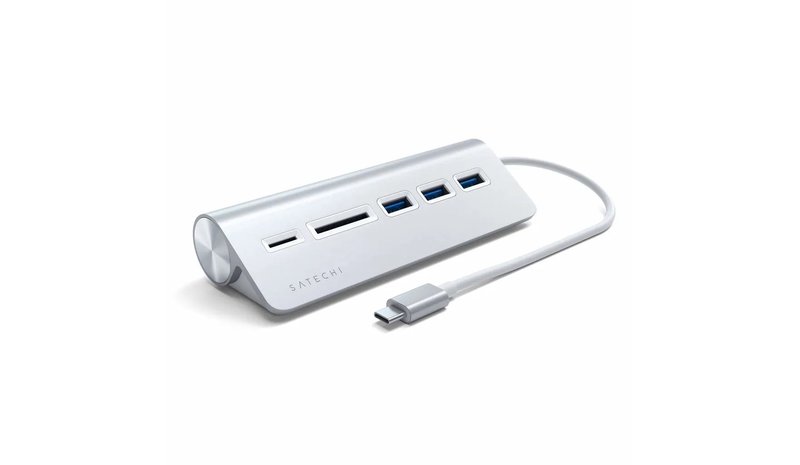 Satechi USB-C Aluminum USB Hub & Card Reader, hopea