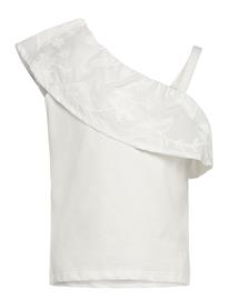 Mango Asymmetric Embroidered T-Shirt - White - 13-14