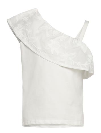 Mango Asymmetric Embroidered T-Shirt - White - 13-14