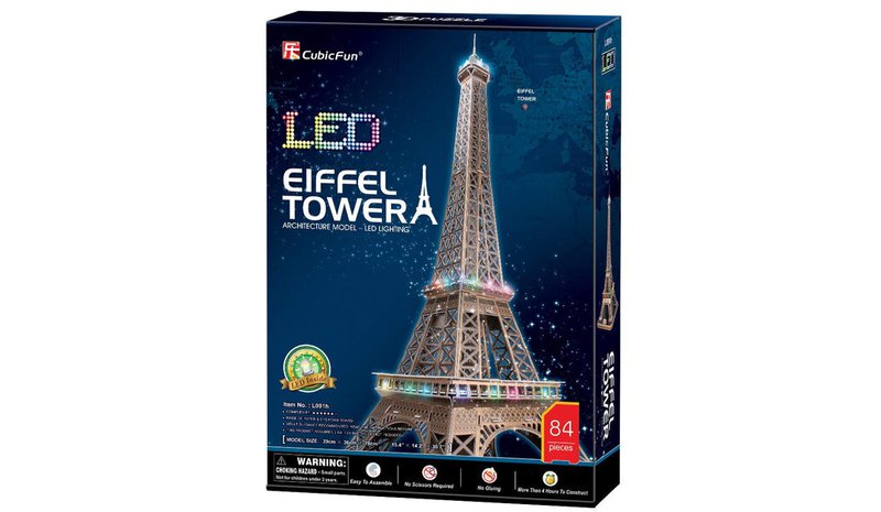 Cubic Fun 3D Puzzle Eiffel Tower with LED Lighting 3D Palapeli