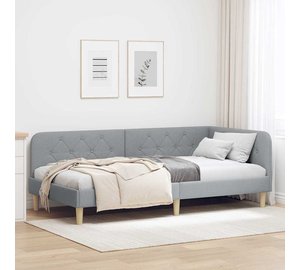 vidaXL Kulmavuoteen runko Vaaleanharmaa 3FT Single kangas