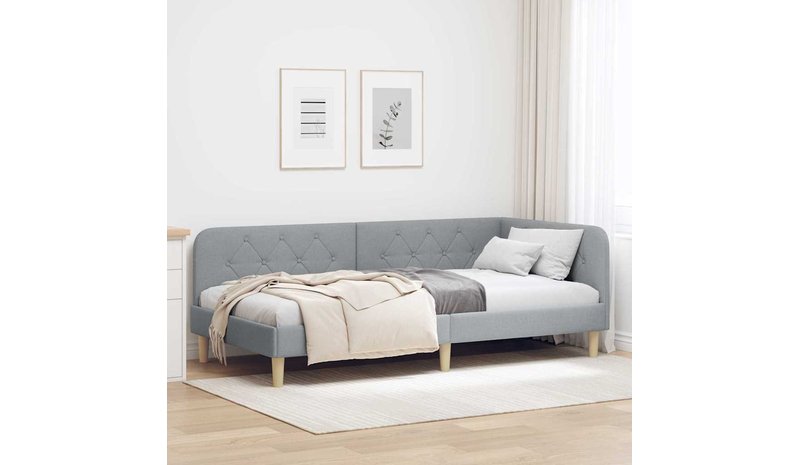 vidaXL Kulmavuoteen runko Vaaleanharmaa 3FT Single kangas