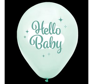 Ilmapallot - Hello Baby, vihreä, 30cm, 8 kpl
