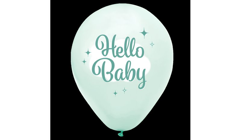 Ilmapallot - Hello Baby, vihreä, 30cm, 8 kpl