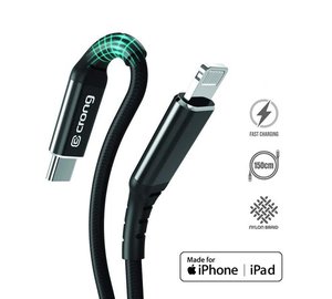 CRONG Armor Link - USB-C Lightning Fast Charging MFi Cable 150cm (black)