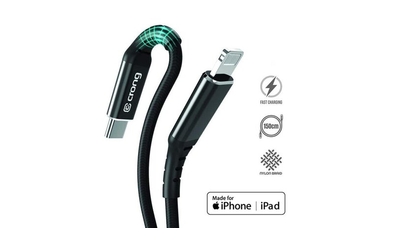 CRONG Armor Link - USB-C Lightning Fast Charging MFi Cable 150cm (black)