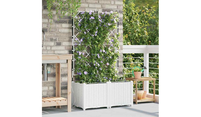 vidaXL Puutarha ruukku 2 pcs Valkoinen Muovi