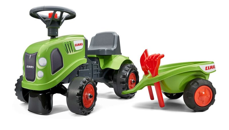 Falk Baby Claas ride-on traktor med trailer rive