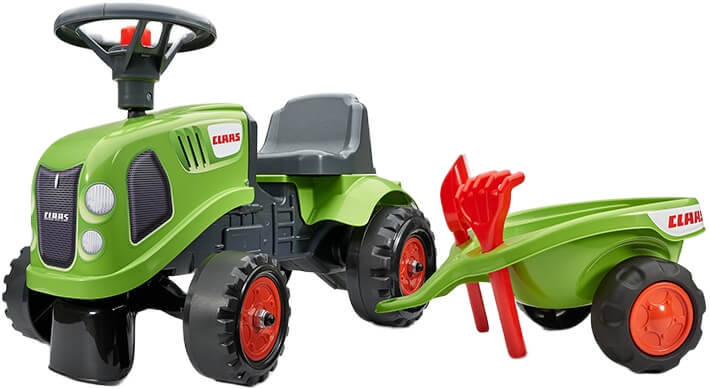 Falk Baby Claas ride-on traktor med trailer rive