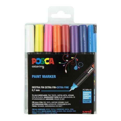 Posca - PC1MR - Extra Fine Tip Pen - Basic Colors, 16 pc