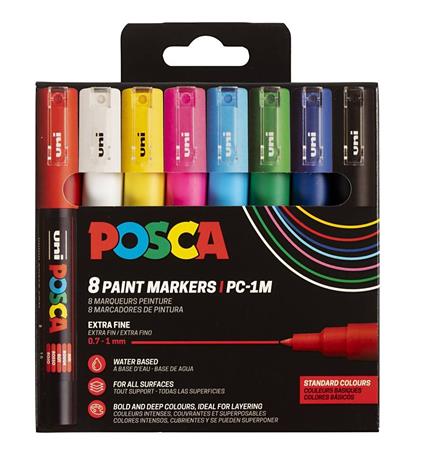 POSCA marker sæt PC-1M 8 ass. std. farver