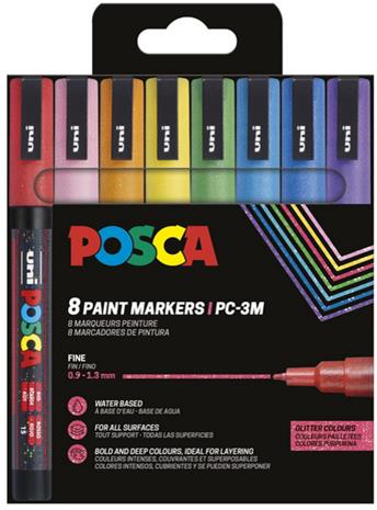 POSCA marker sæt PC-3M 8 ass. farver Glitter