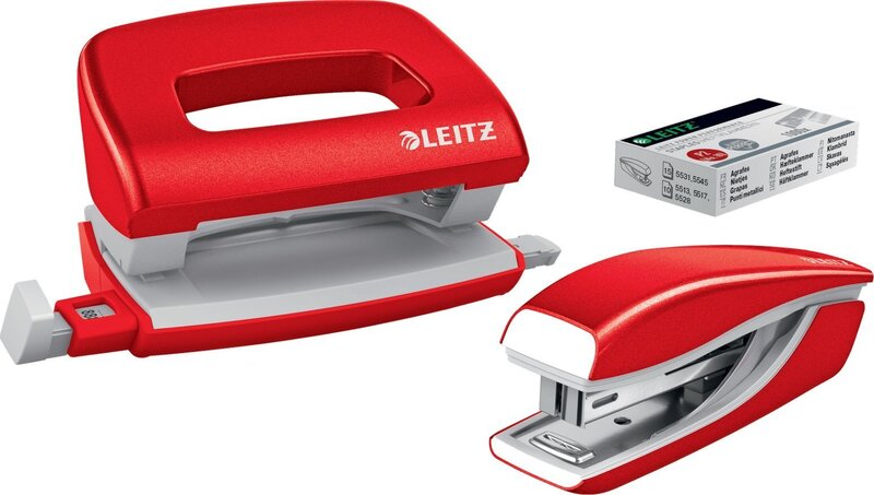 Leitz mini nitoja&lävistäjäsetti WOW, Punainen